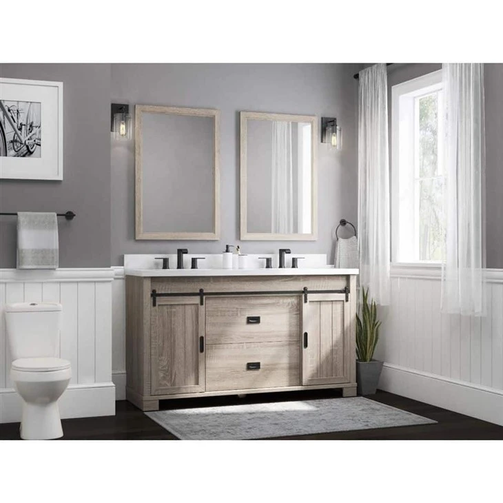 H Barn Door روشویی حمام در خاکستری هوازده